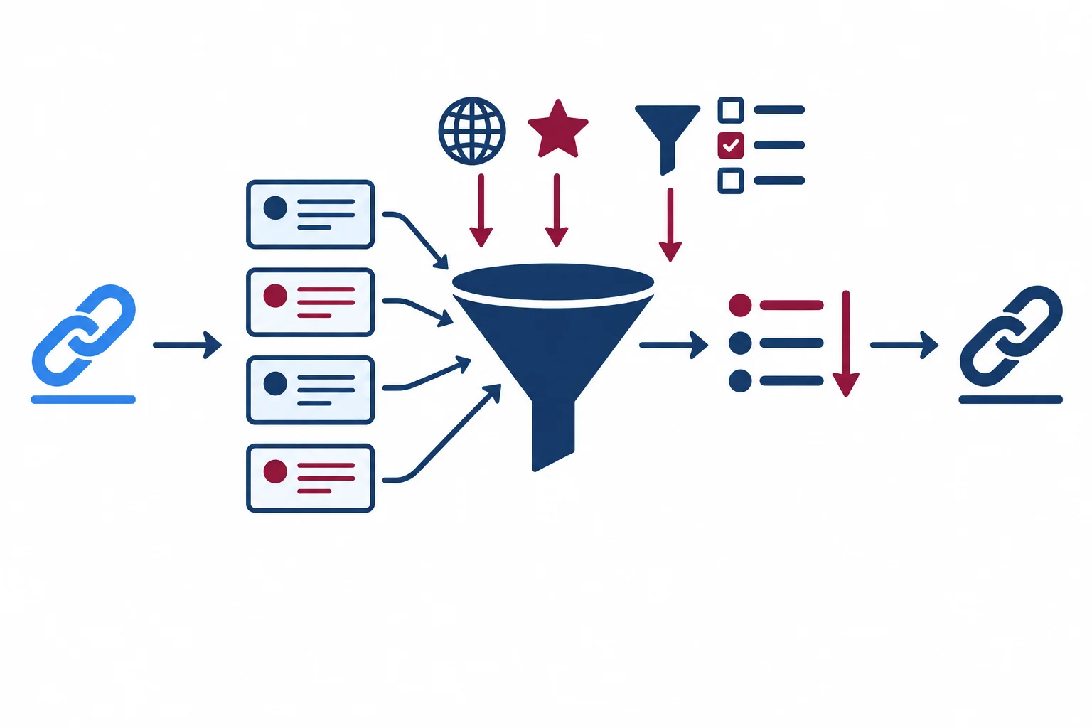 Diagram showing declarations for a link's color passing through cascade decisions, resulting in a navy underlined link.