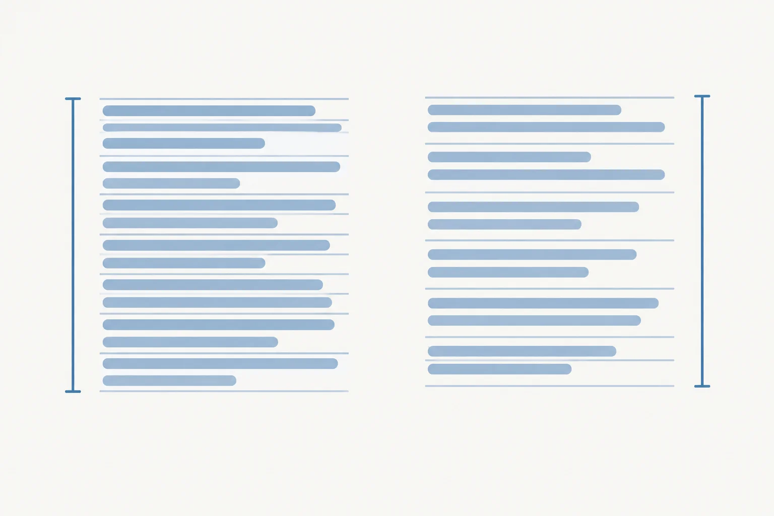 Comparison of wrapped text with cramped line boxes on one side and more comfortable line boxes on the other.