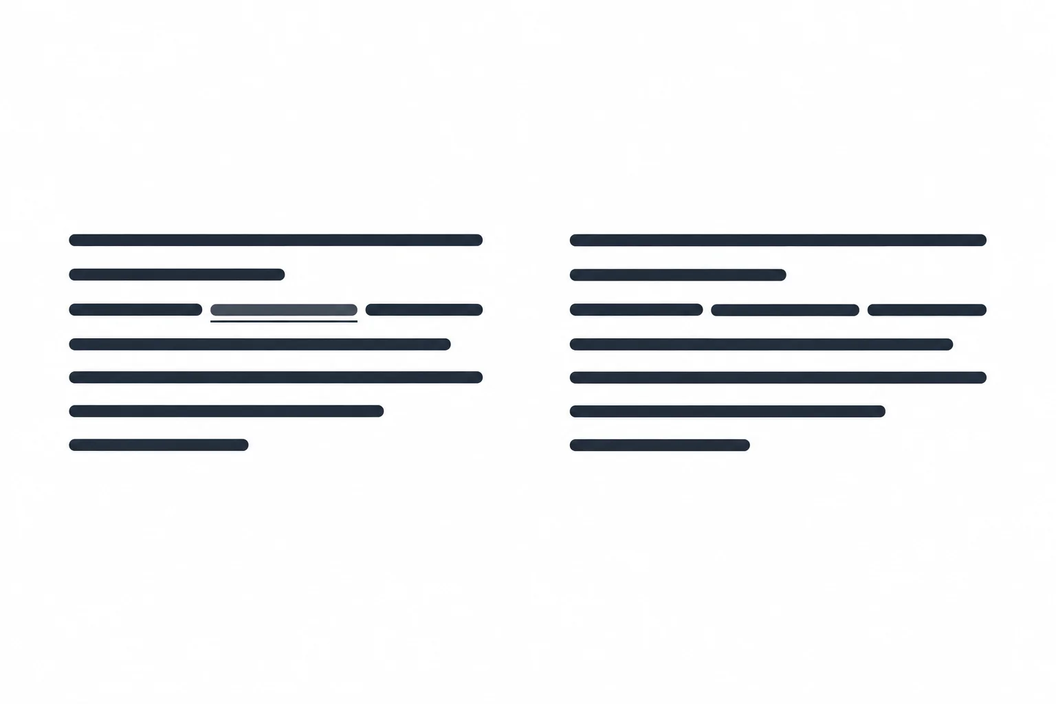 A comparison of an inline phrase with a clear underline and a similar phrase without an underline.