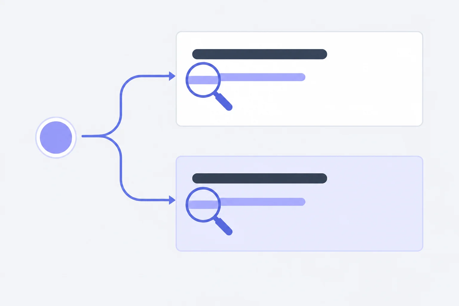 Diagram showing note text on a white regular card and on a pale indigo featured card, with each note checked against its own card surface.