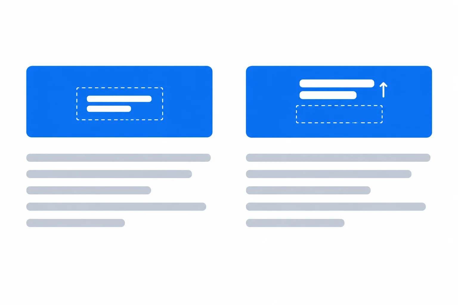 A before-and-after diagram shows an inner label drawn slightly higher and larger while the link surface and neighboring paragraph lines stay in the same positions.