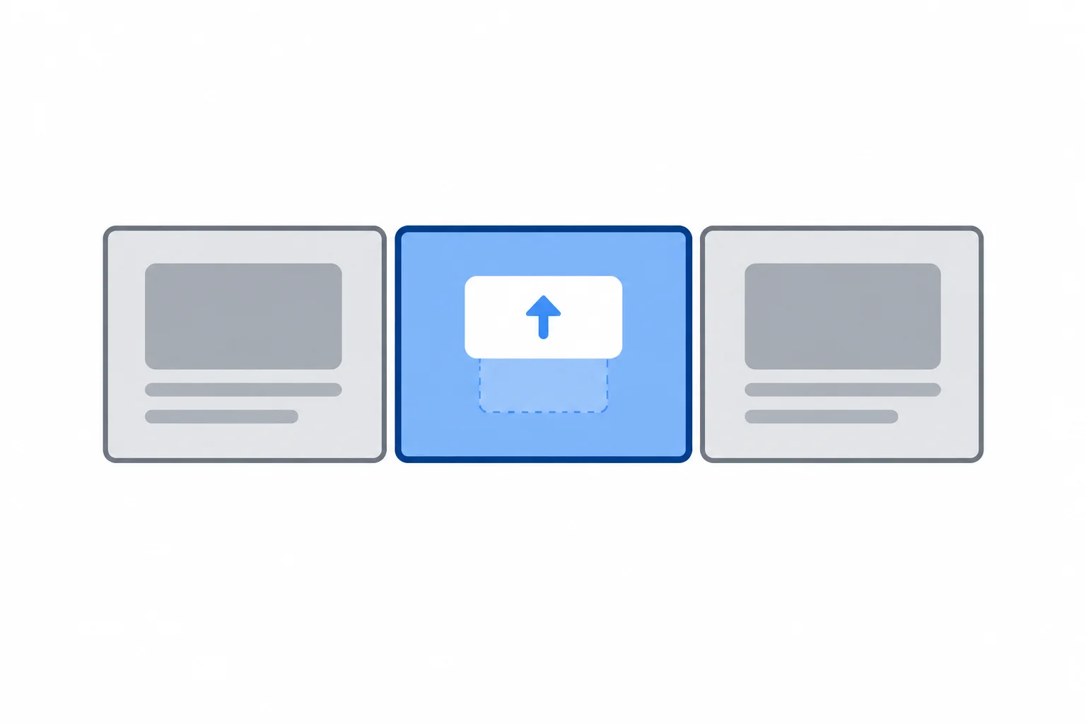 Diagram of a fixed padded link and focus outline with only its inner label moving slightly upward and growing, while neighboring content remains still.