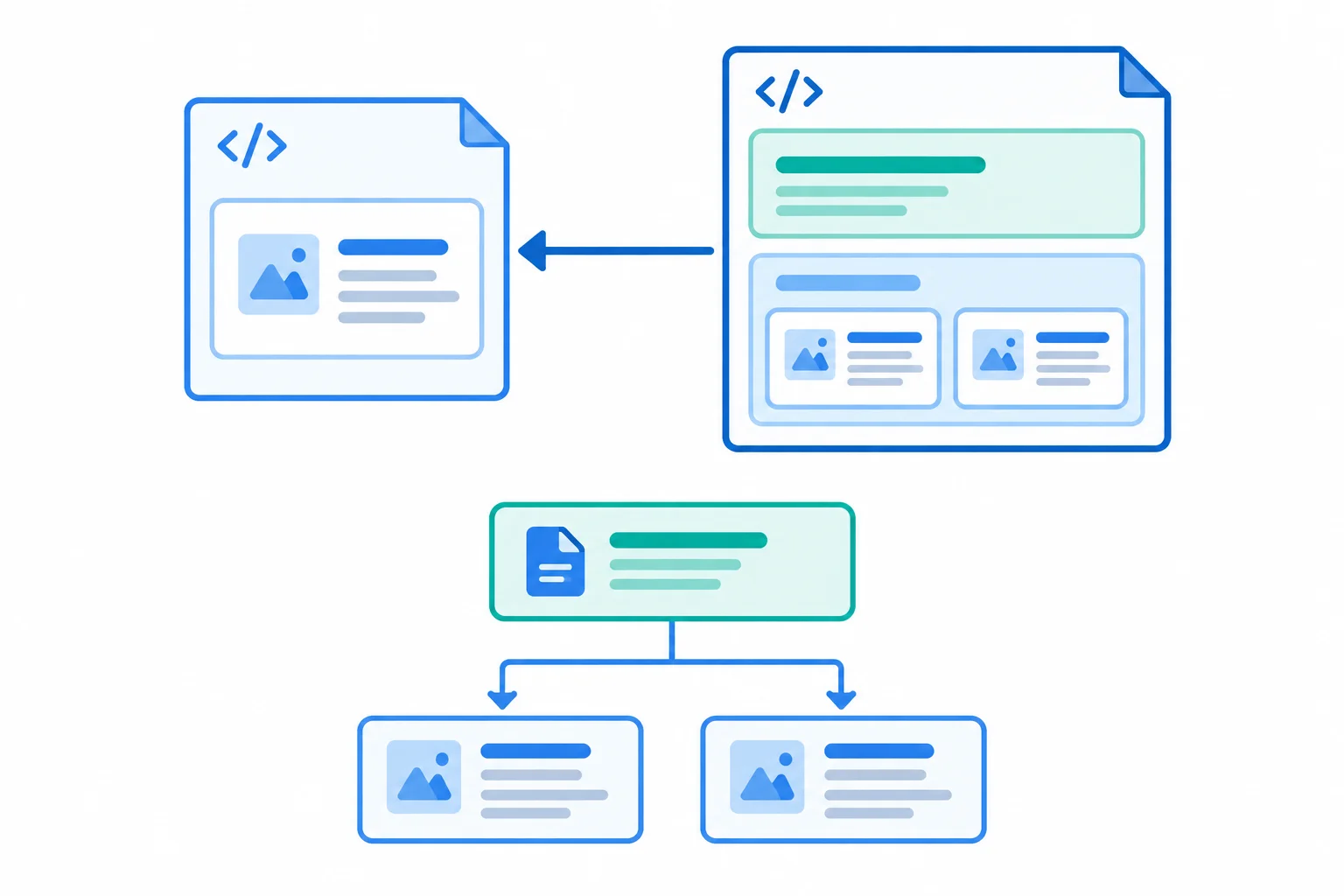 Diagram showing App.tsx depending on WorkshopCard.tsx, with a separate component tree where App renders two WorkshopCard instances.
