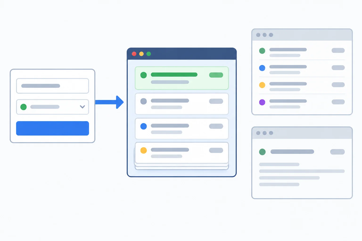 A form draft is saved to an in-memory adapter store while separate cached list and detail panels still show an older task value.