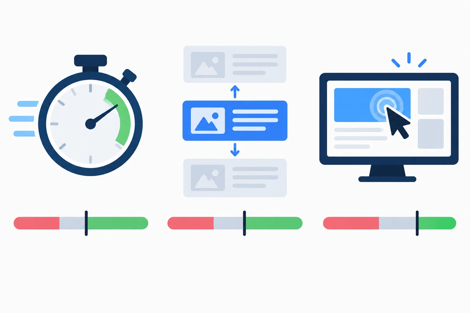 A schematic shows separate threshold scales for page loading, layout movement, and interaction responsiveness.