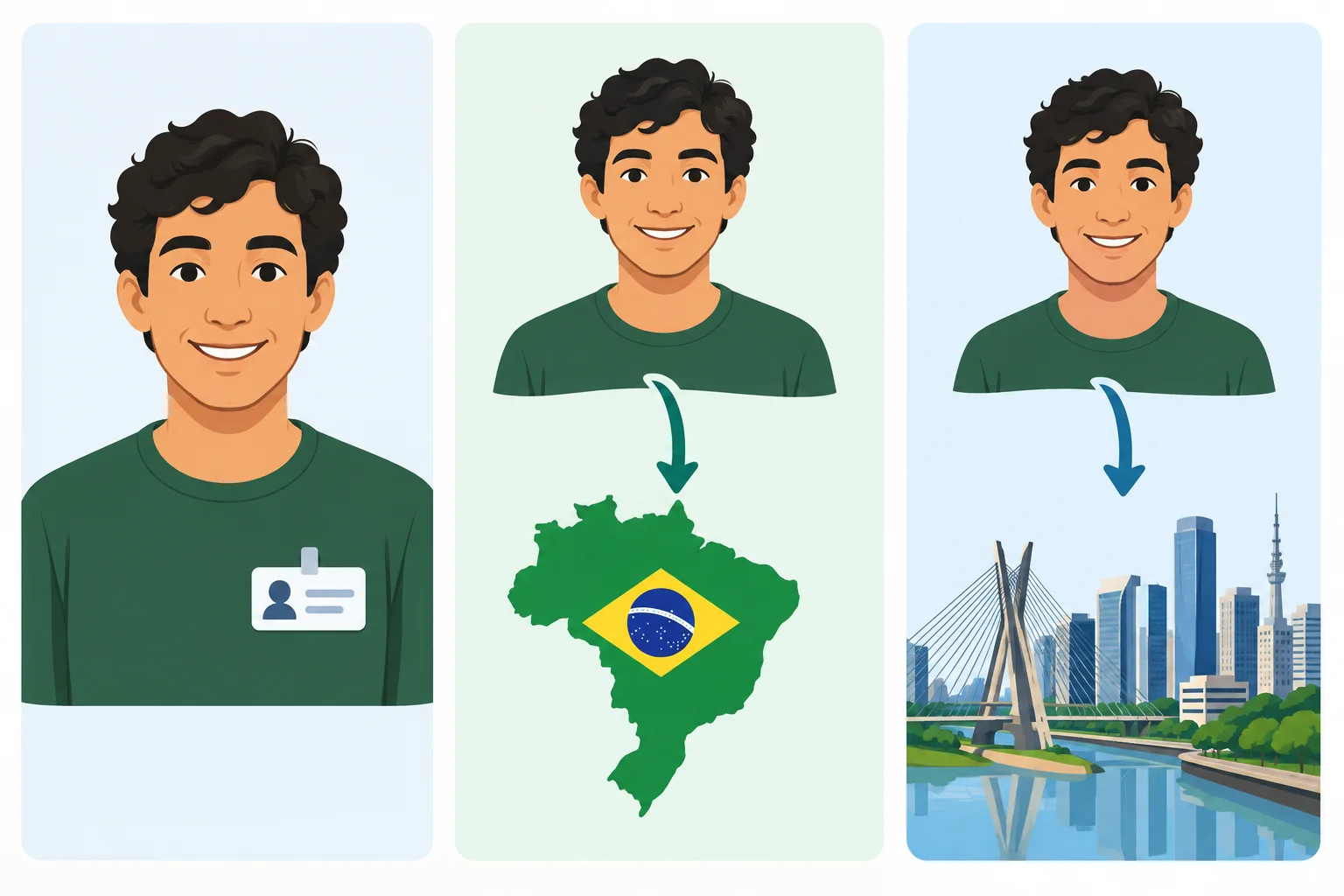 Diagrama com uma pessoa associada separadamente ao país Brasil e à cidade de São Paulo.