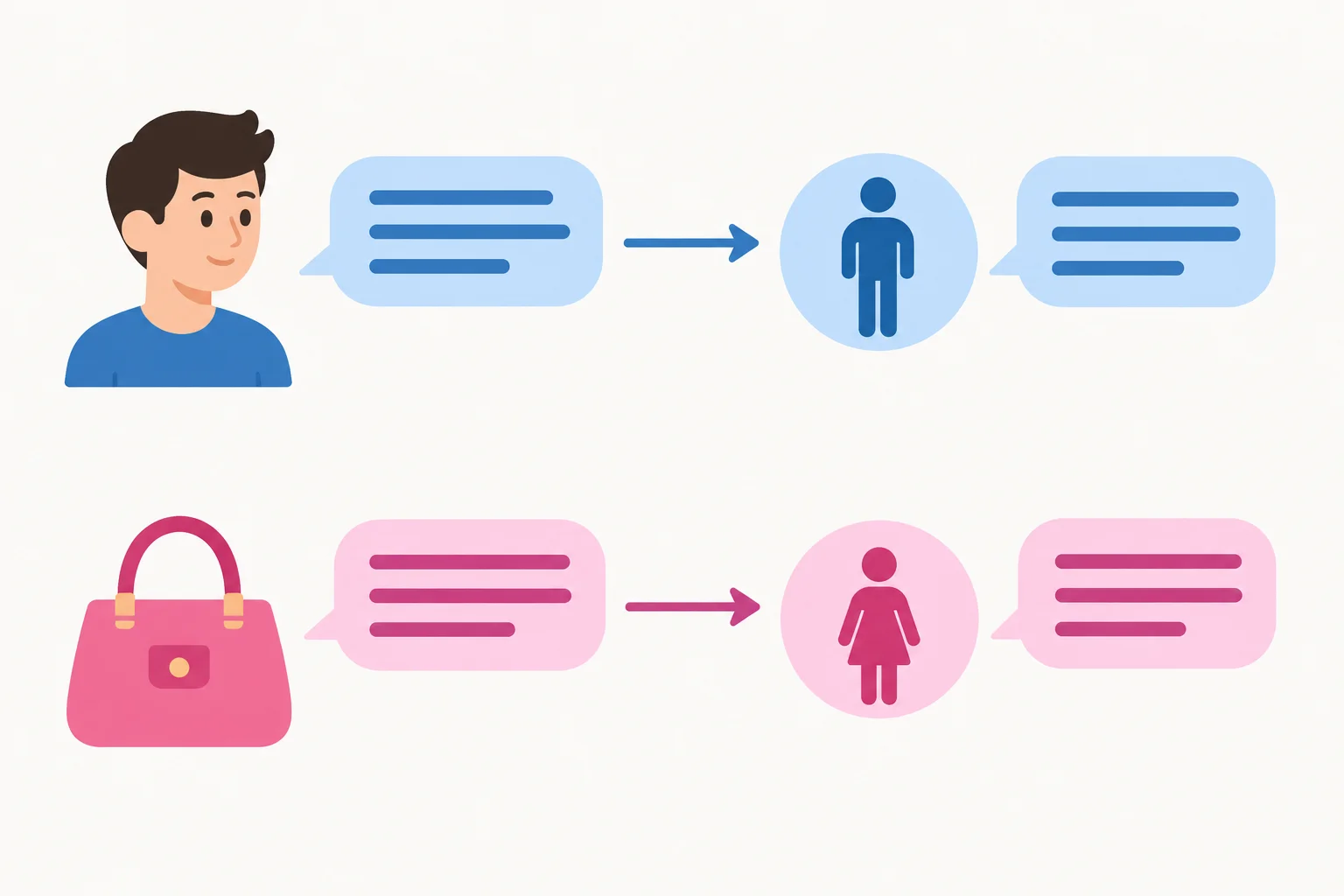 Diagrama com linhas ligando uma pessoa e uma bolsa aos pronomes que os retomam em respostas curtas.