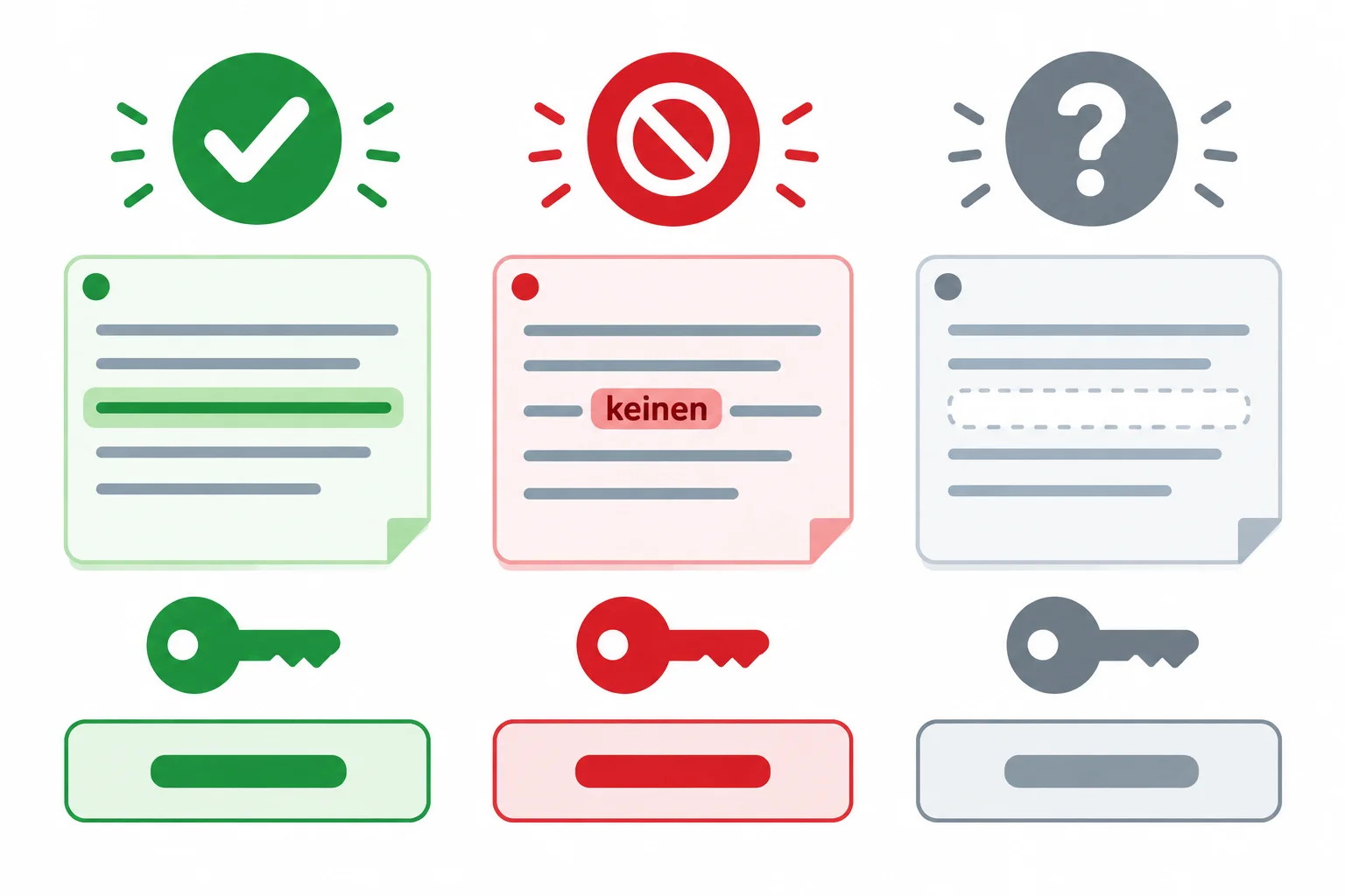 Diagrama com três categorias de leitura: confirmado, negado e não informado.