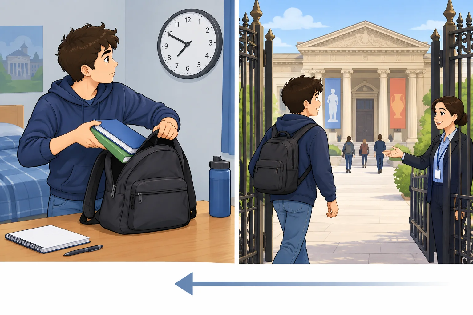 Comparação visual entre uma necessidade passada e uma permissão passada.