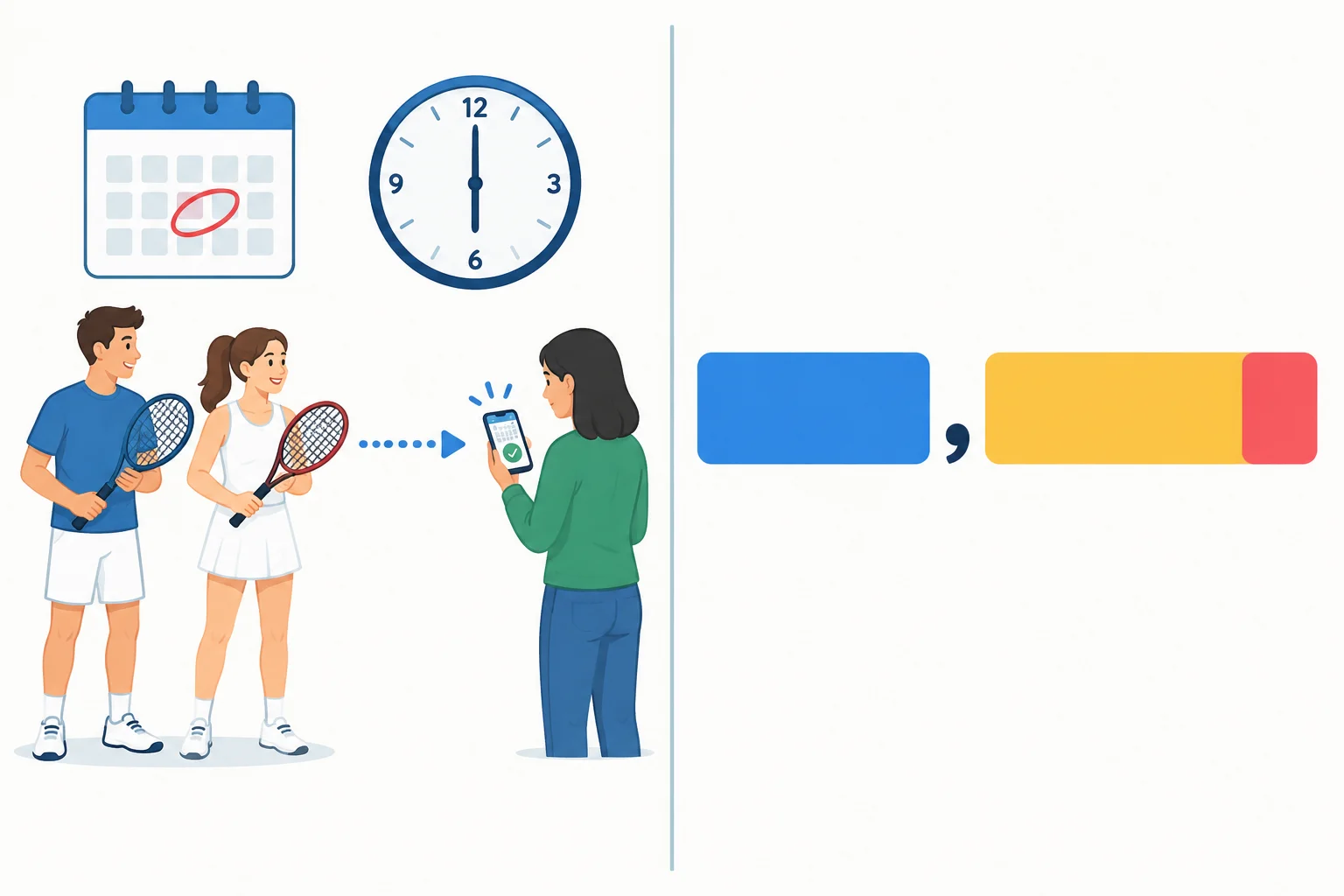 Esquema de uma partida de tênis amanhã às 18h ligada à disponibilidade de uma pessoa; a atividade depende da condição.