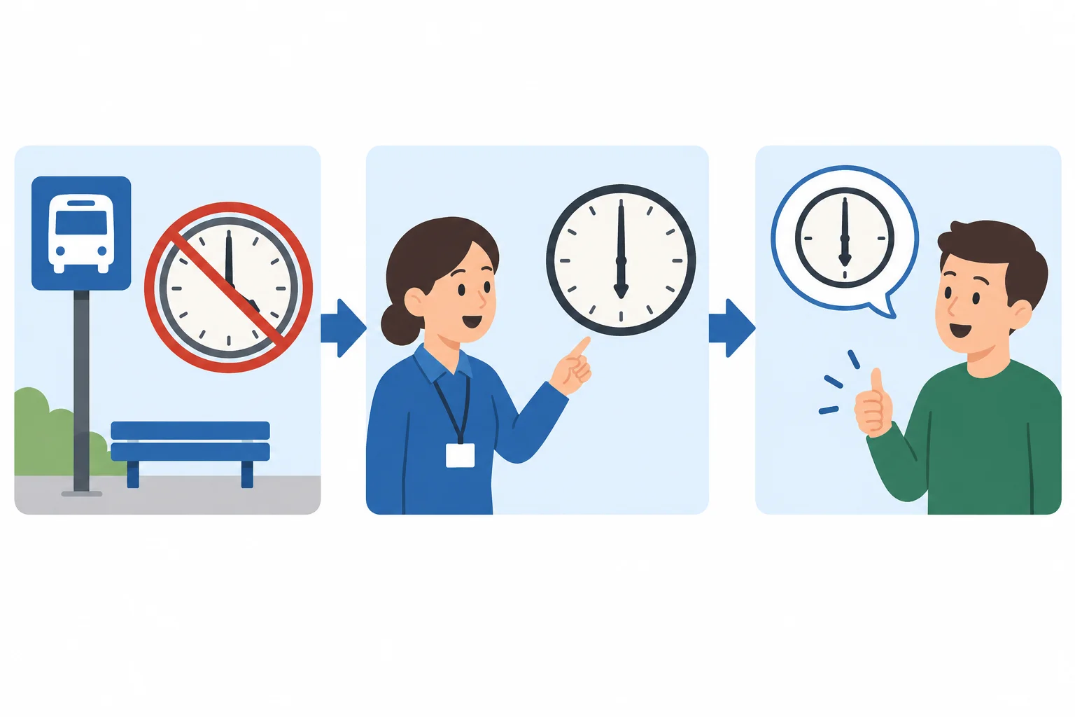 Esquema visual de um atendimento: um horário anterior é corrigido, e o cliente confirma o novo horário.