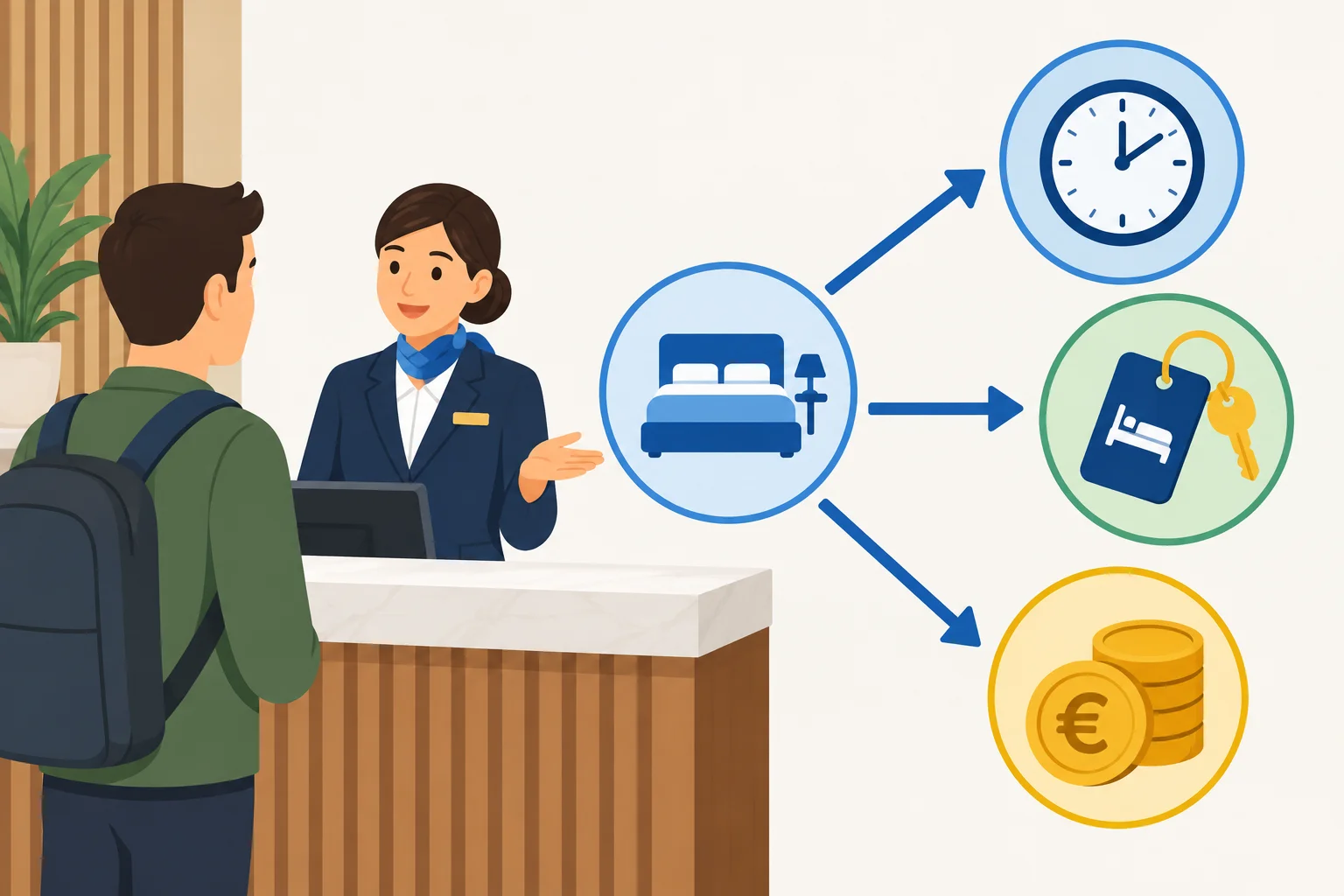 Esquema visual de uma solução oferecida ligada a três condições: prazo, disponibilidade e custo.
