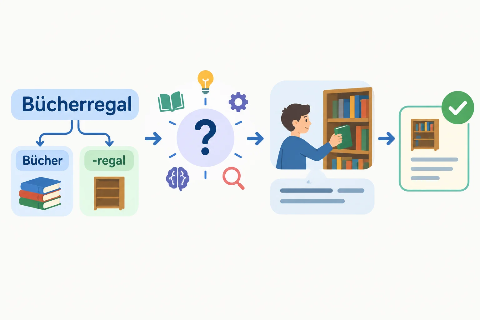 Fluxo visual: analisar base e afixo, formular hipótese, conferir o contexto e confirmar no glossário.