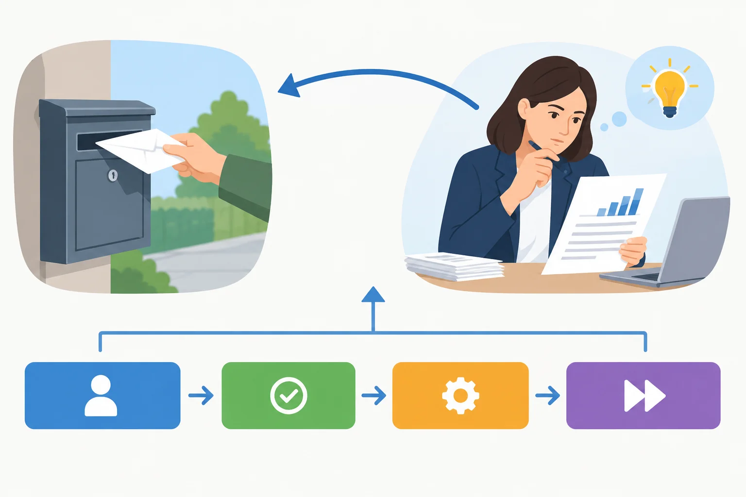 Linha do tempo que liga indícios observados agora a uma entrega ocorrida antes e mostra, por blocos, a posição do modal e do infinitivo perfeito.
