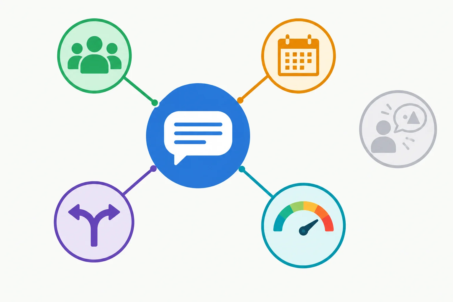 Diagrama mostrando uma conclusão central ligada a limites de grupo, período, condição e certeza, enquanto uma anedota fica separada.