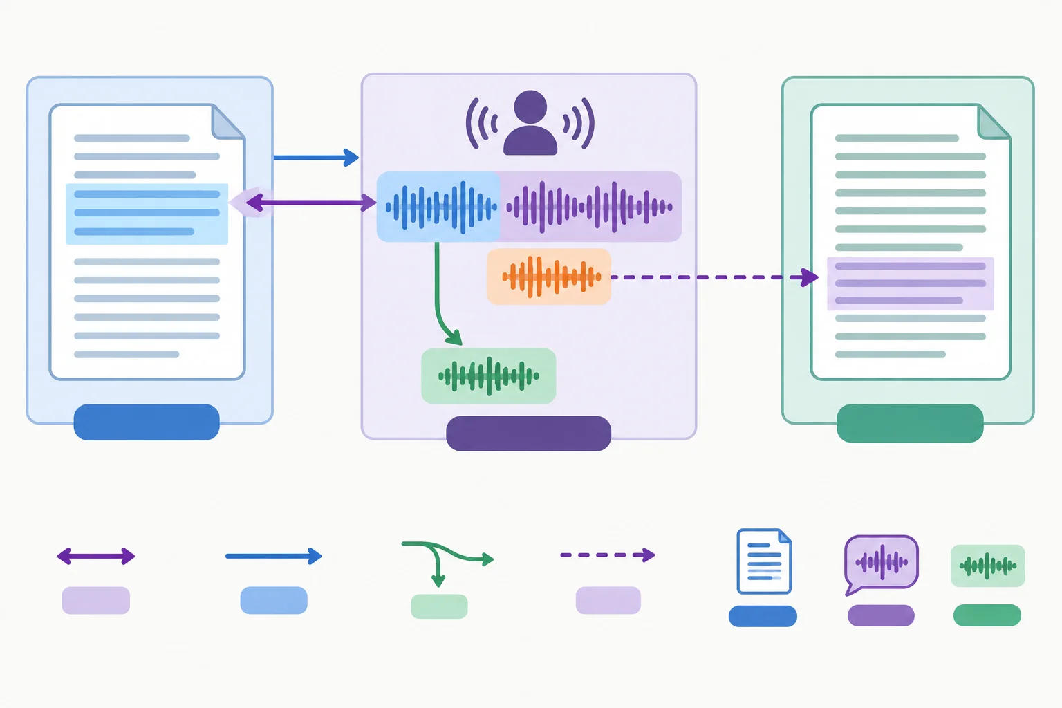 Diagrama com dois cartões de fonte escrita e uma fonte oral, conectados por setas de sobreposição parcial, dependência, contribuição própria e relação incerta.