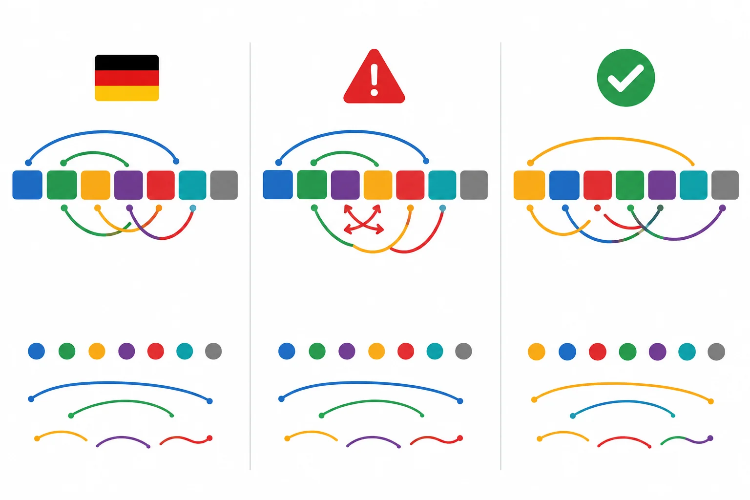 Comparação visual entre uma reformulação superficial, que mantém a estrutura da fonte, e uma paráfrase autônoma, que reorganiza a informação.