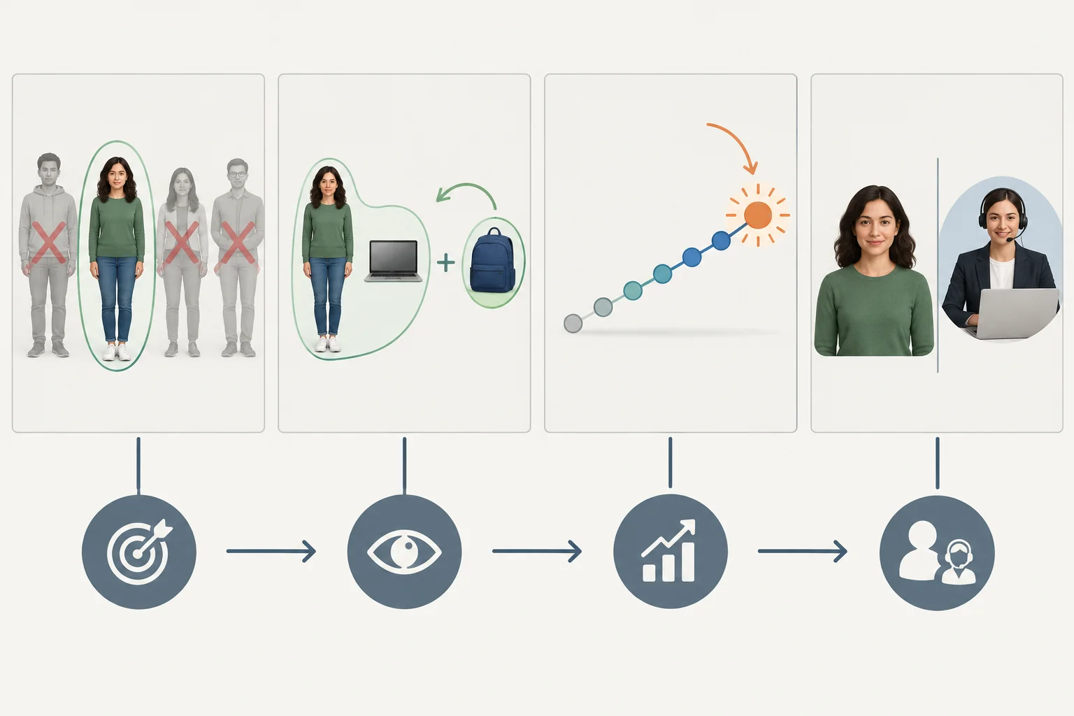 Esquema visual de exclusão, acréscimo, expectativa e identidade.