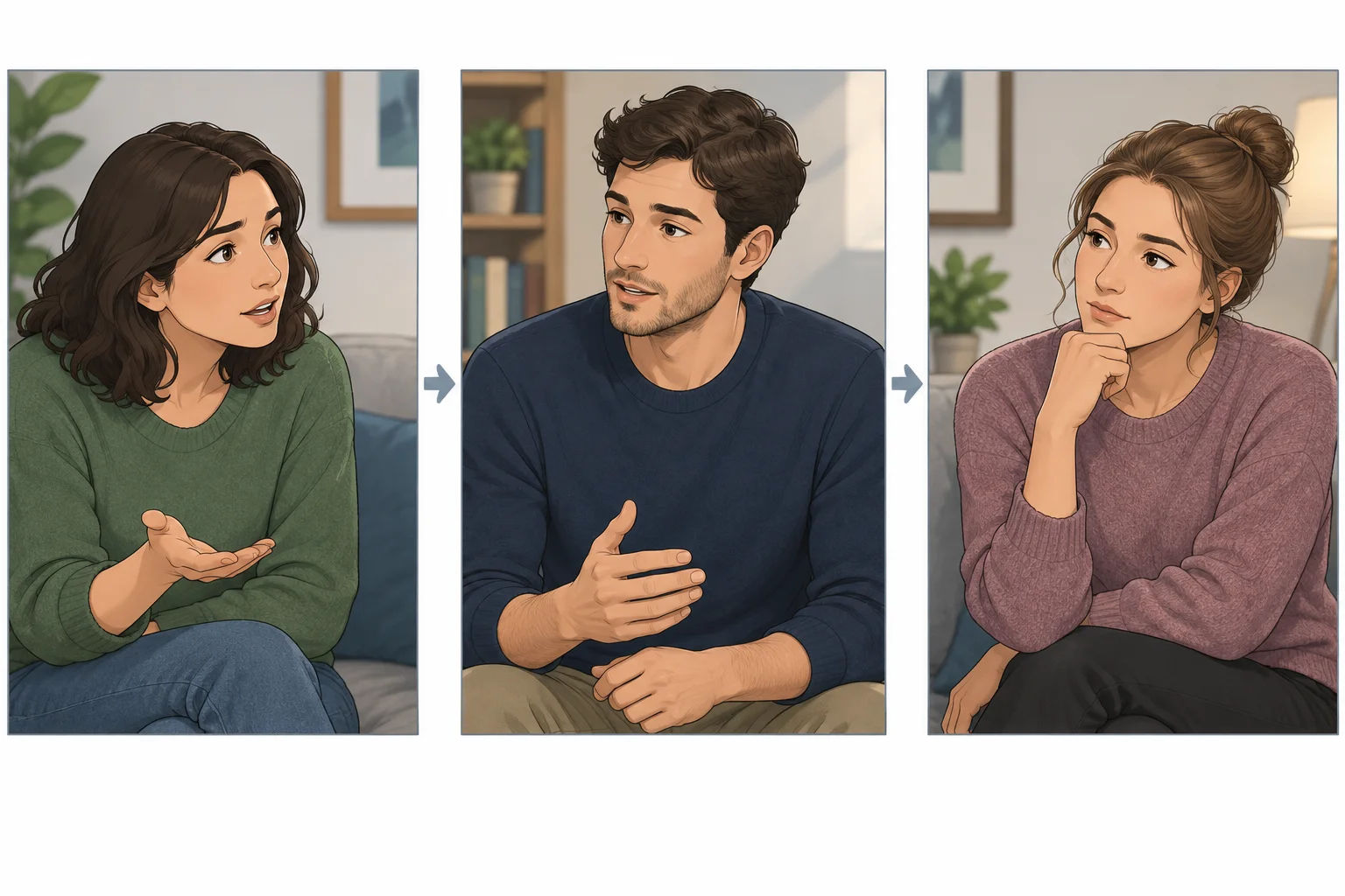Esquema visual de uma pergunta, uma resposta contida e a reação que ajuda a sustentar uma inferência.
