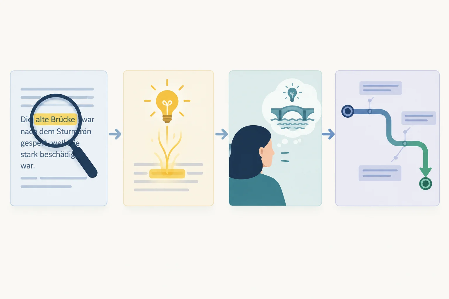 Diagrama em quatro etapas: formulação, inferência, leitura do público e consequência comunicativa.