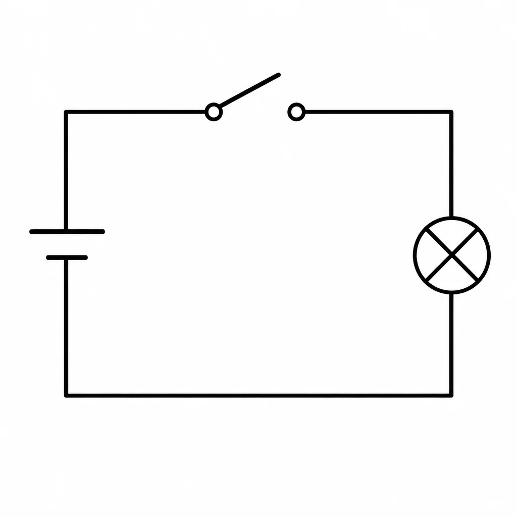 Circuito com lacuna entre os contatos do interruptor.