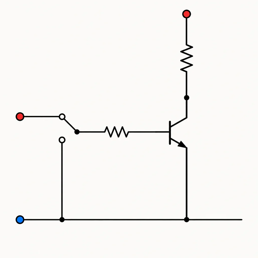 Carga no coletor, emissor em referência comum e resistor na base.