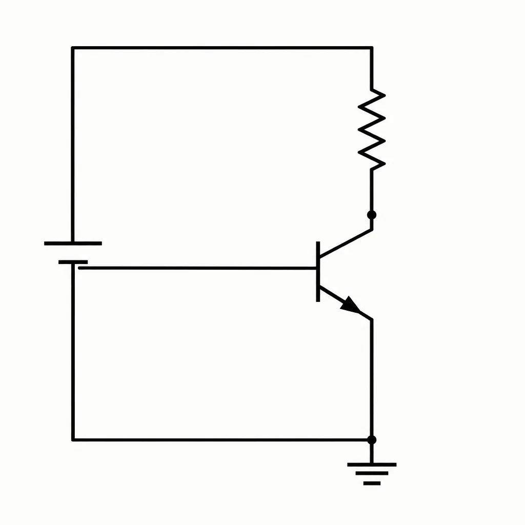 Base ligada diretamente ao positivo, sem resistor.