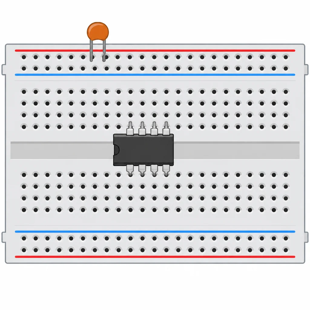 Os dois terminais do capacitor estão no mesmo nó de alimentação.