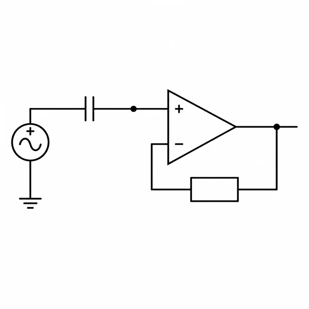Capacitor em série, mas o nó de entrada fica sem resistor à referência.