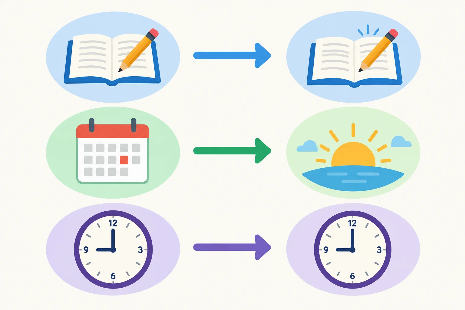 Diagrama com três caminhos: atividade, momento amplo e horário específico.