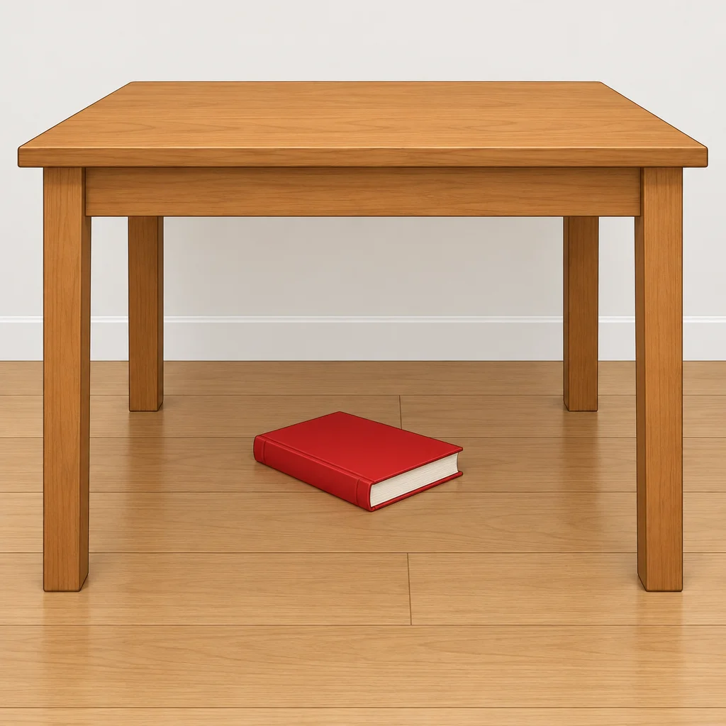 Livro embaixo da mesa