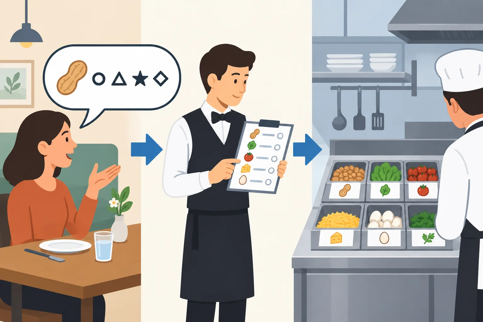 Diagrama mostrando cliente, atendente e cozinha em uma sequência de verificação de ingredientes.