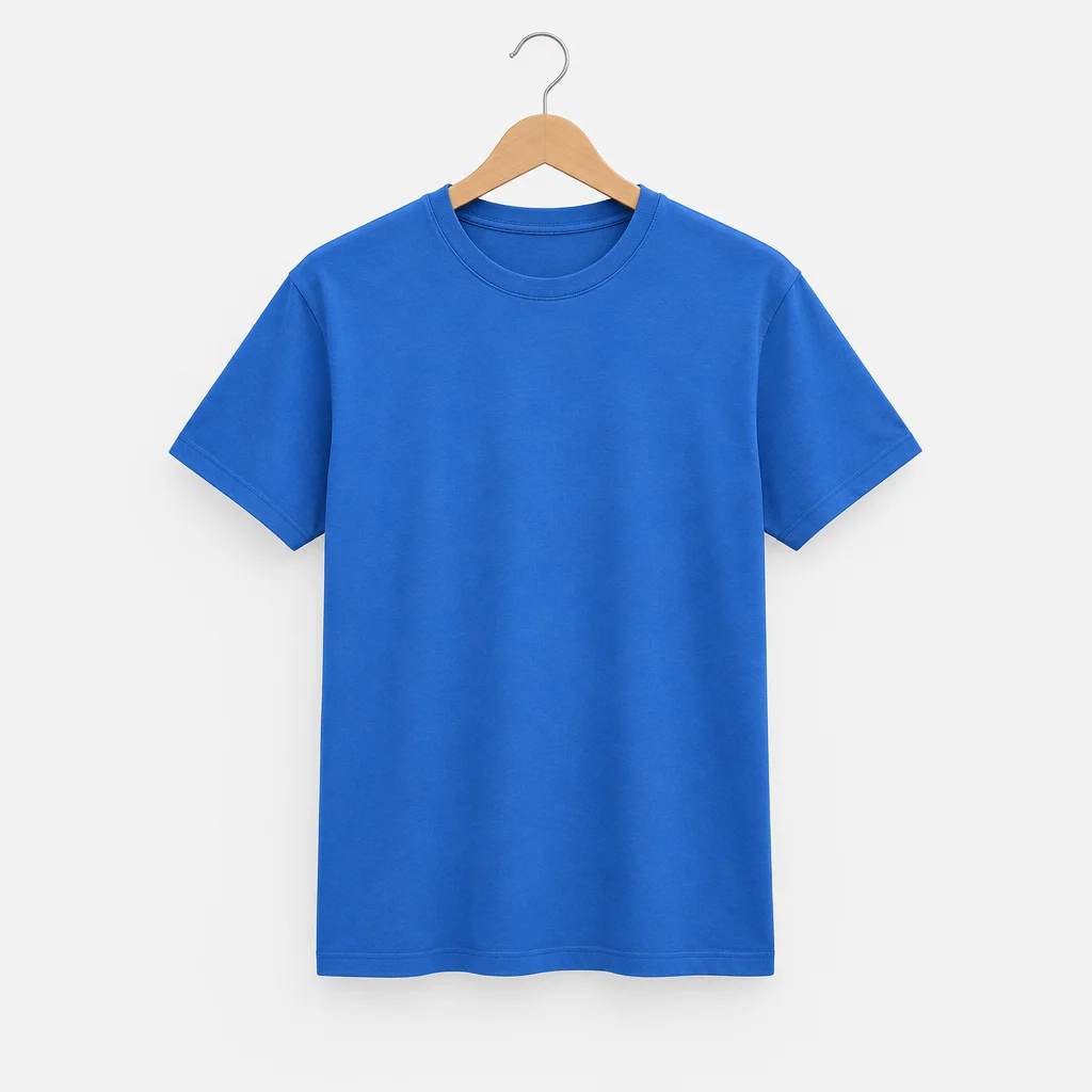 Uma camiseta azul.