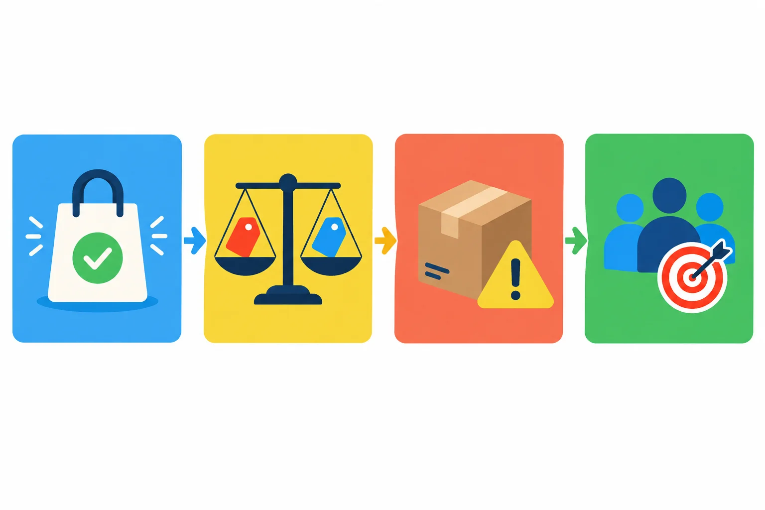 Diagrama com quatro etapas conectadas: escolha, comparação, limitação e conclusão para a necessidade.