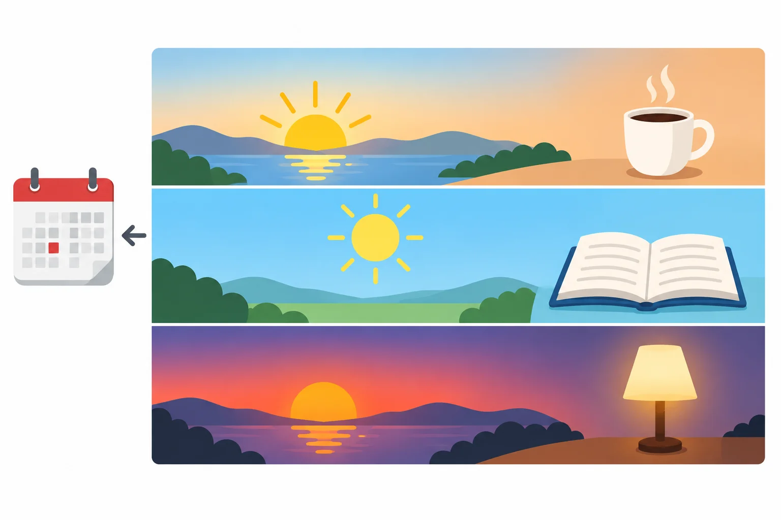 Linha do tempo do dia anterior dividida em manhã, tarde e noite.