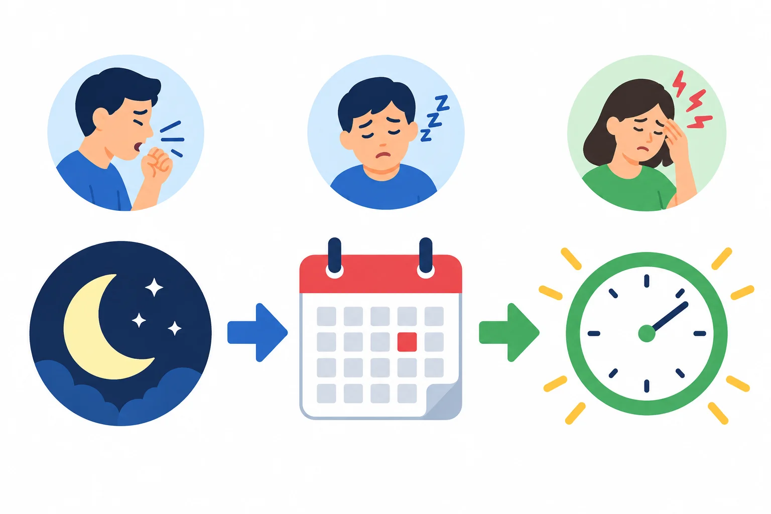 Linha do tempo com last night e yesterday no passado, e now no presente, mostrando relatos separados.
