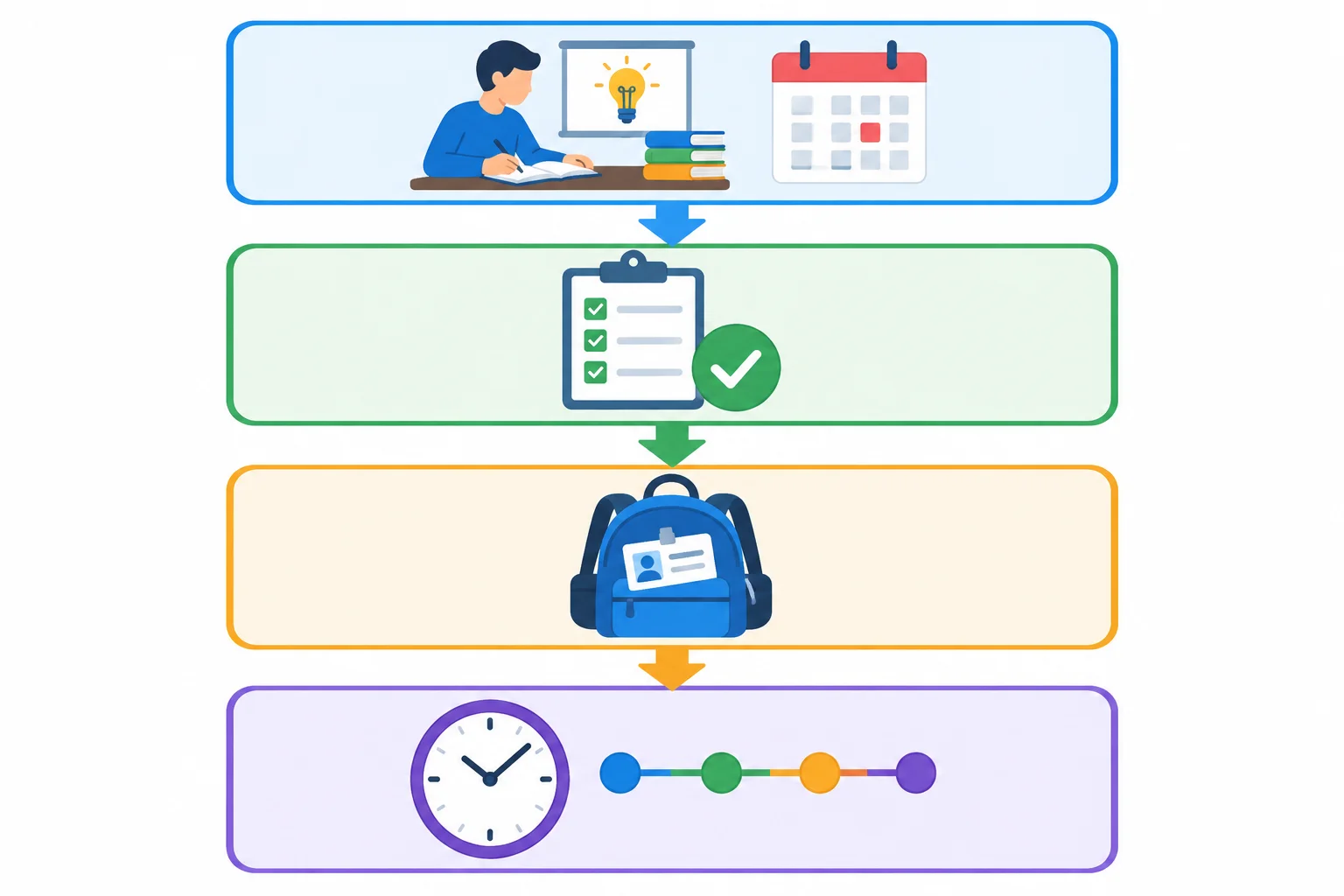 Esquema de um aviso dividido em atividade, orientações, materiais e referências de tempo.