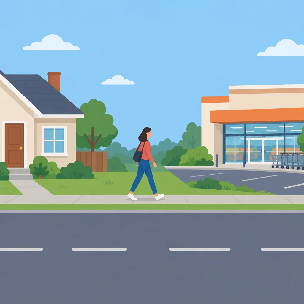 Nora está a caminho do supermercado.