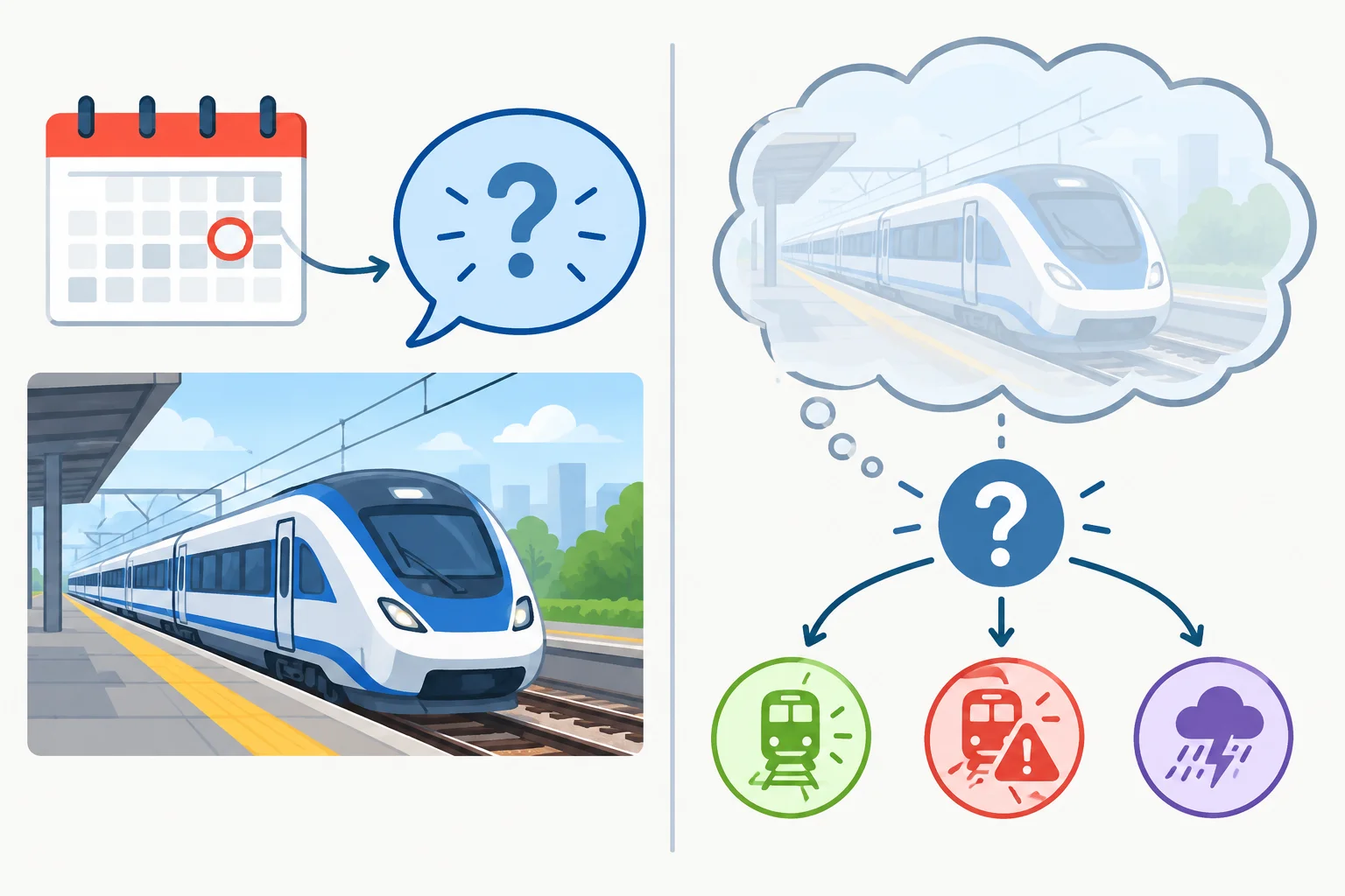 Diagrama comparando uma condição futura em aberto com a mesma condição apresentada como alternativa imaginada.