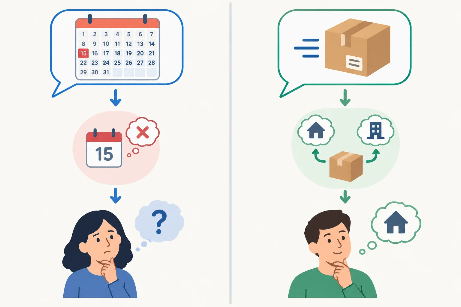 Diagrama comparando uma informação errada com uma interpretação diferente da intenção.