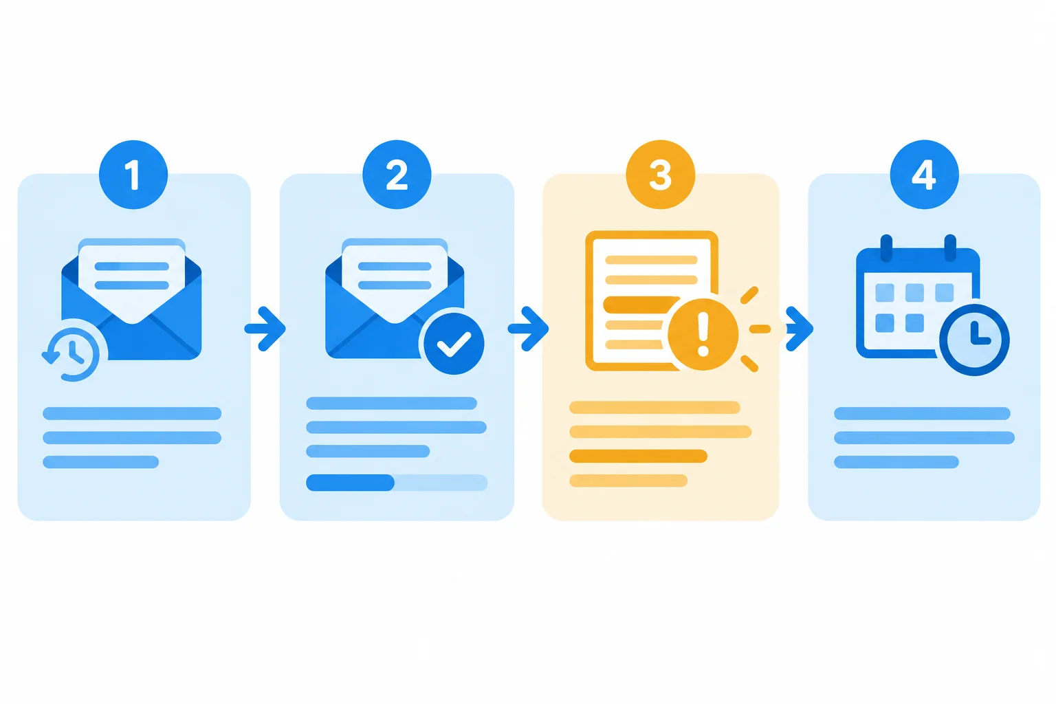 Diagrama com quatro blocos conectados: referência anterior, informação já respondida, pendência e pedido específico.