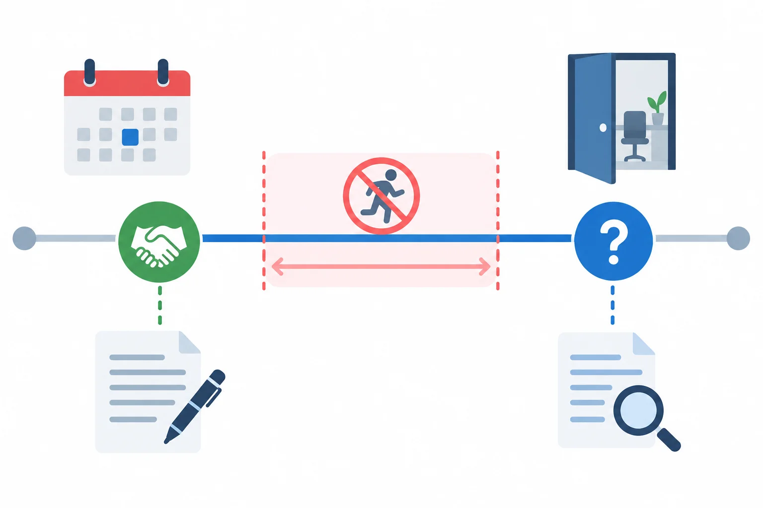 Diagrama com um acordo anterior, uma ação não prevista e um momento posterior de conferência.