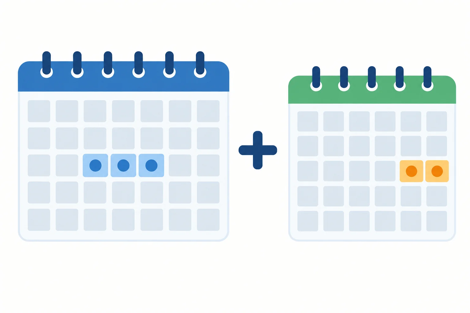 Um período já planejado de três dias somado a dois dias adicionais, mostrados como blocos separados.