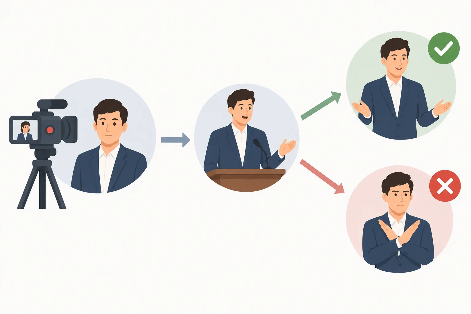 Diagrama com uma gravação em um momento anterior e uma declaração posterior, que pode ser de admissão ou negação.