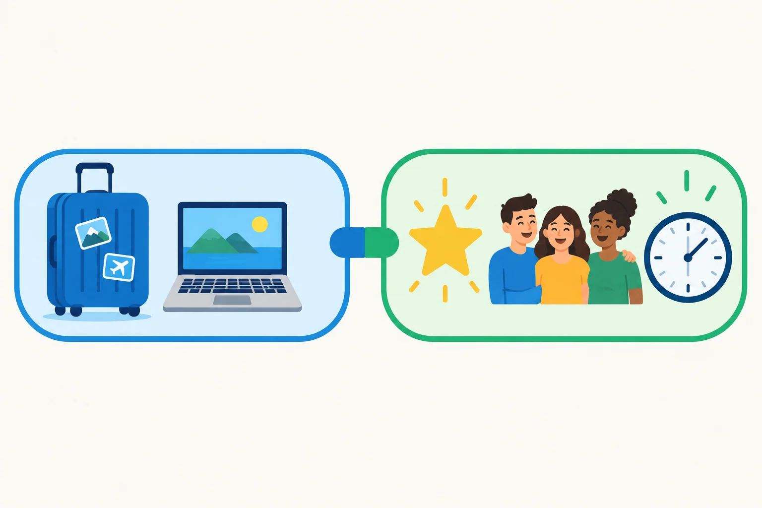 Diagrama com dois espaços: o primeiro representa uma experiência, e o segundo representa seu aspecto positivo.