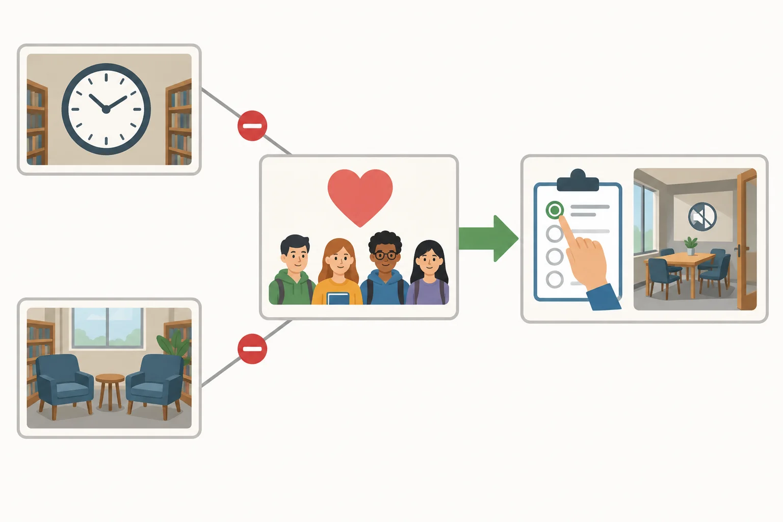 Diagrama mostrando uma afirmação sobre preferência ligada a uma resposta de preferência, e não ligada a informações sobre horário ou cadeiras.