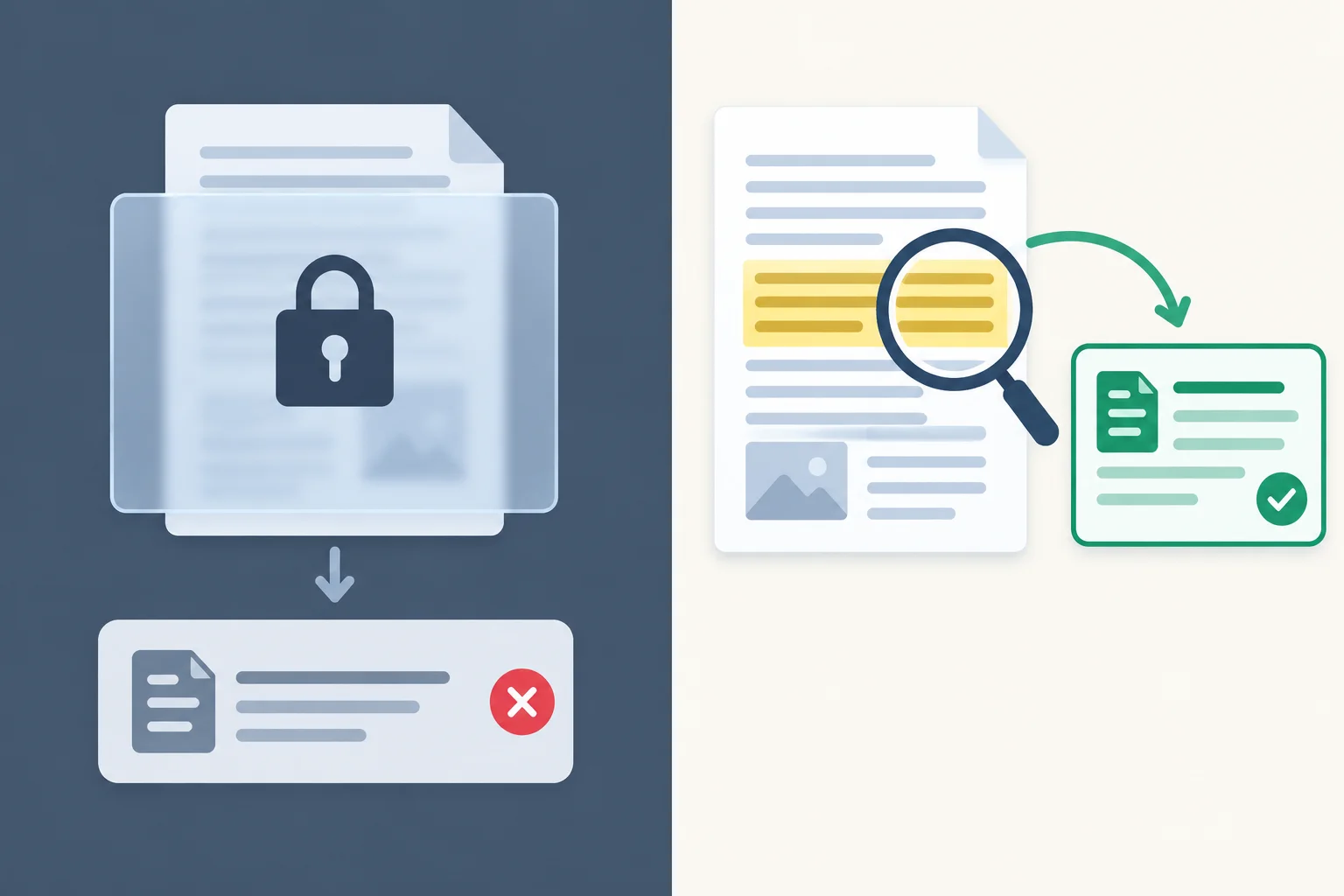 Diagrama compara uma referência citada sem acesso ao documento e uma passagem disponível que pode ser confrontada com uma afirmação.