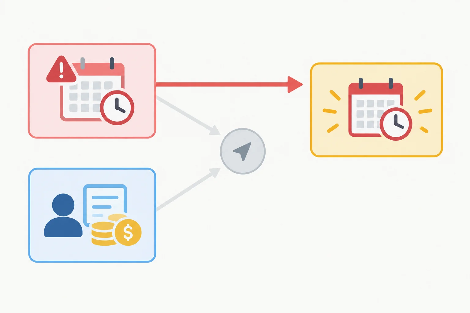 Diagrama com duas ideias anteriores concorrendo como referente e uma expressão nominal que seleciona apenas uma delas.