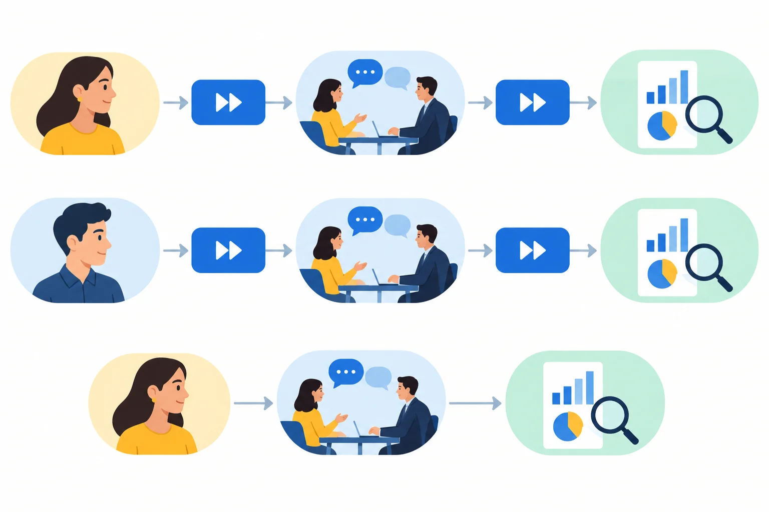 Diagrama com duas linhas paralelas: uma mostra a mesma ligação estrutural entre Maya e interviews e entre Daniel e analysis; a versão compacta omite a segunda ligação.