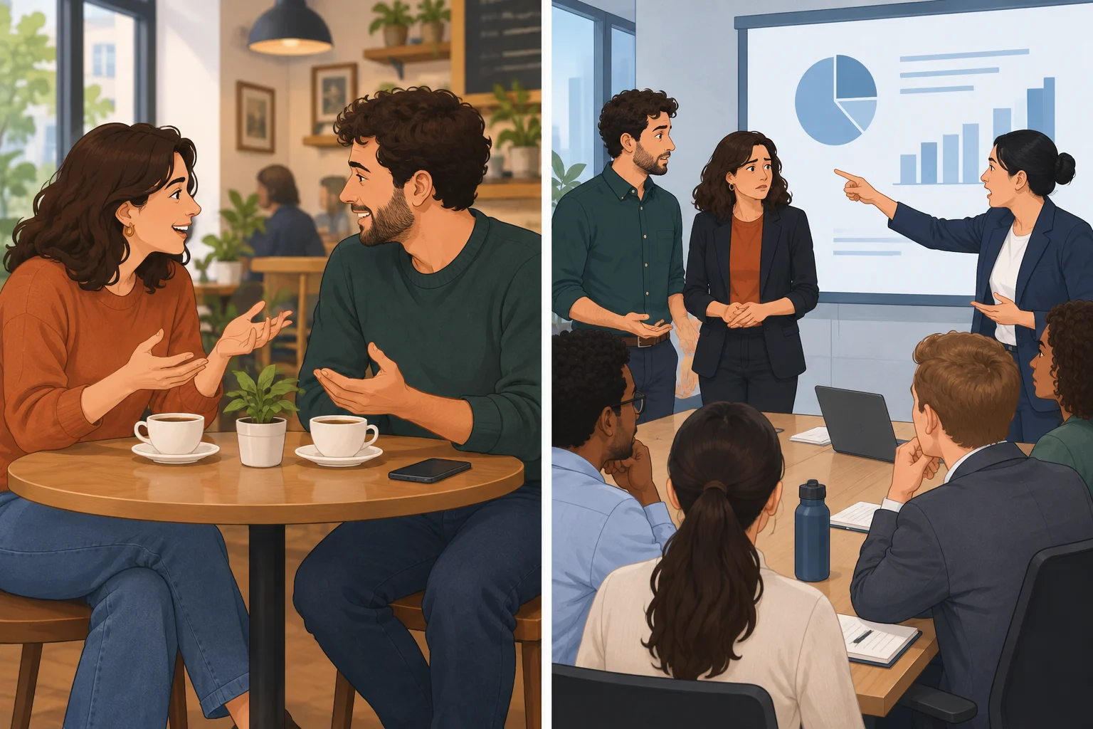 Comparação entre uma discordância amistosa entre duas pessoas e uma correção diante de um grupo.